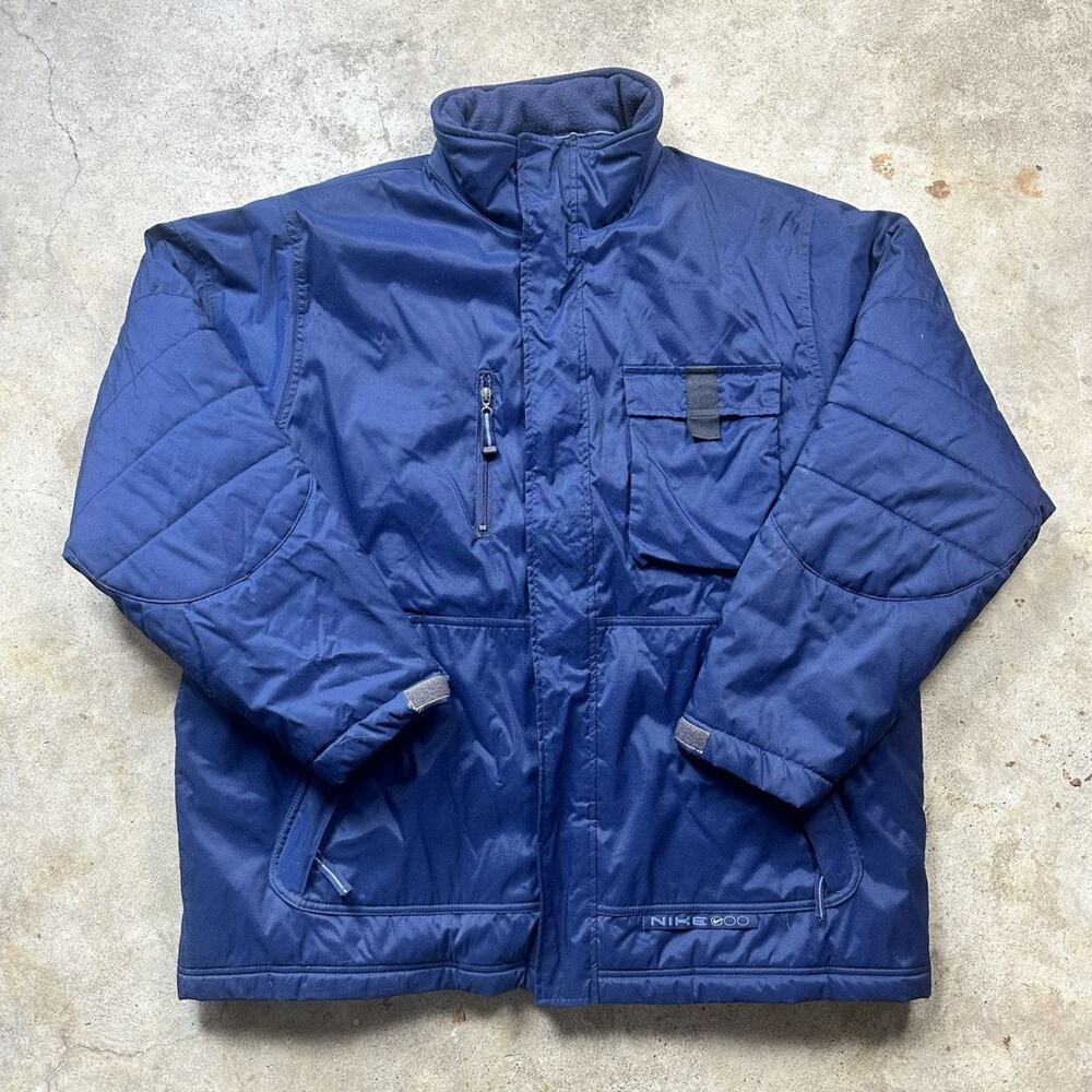 Vintage Y2K Grey Tag Navy Nike Puffer Jacket Coat Size XL